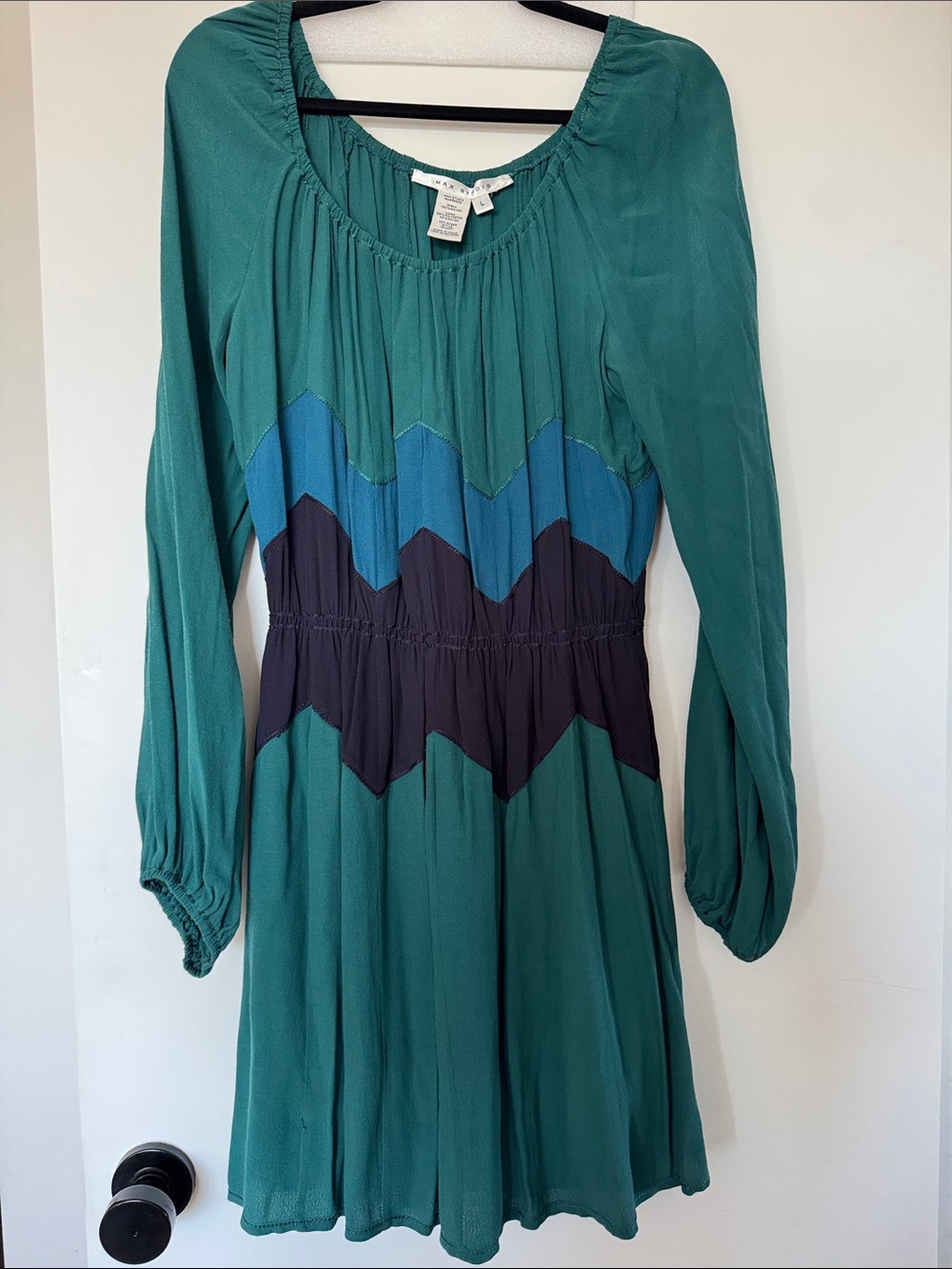 Max Studio Long-Sleeve Chevron Dress